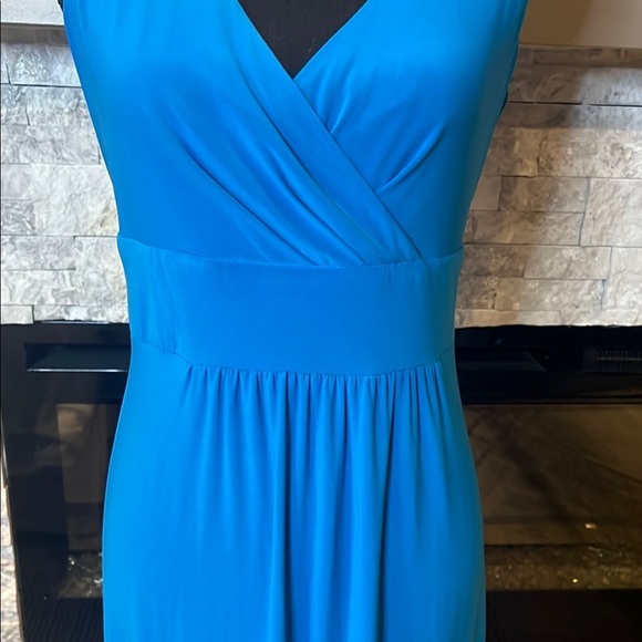 Ralph Lauren Blue Sleeveless V-Neck Prom Maxi Dress - Picture 4 of 11